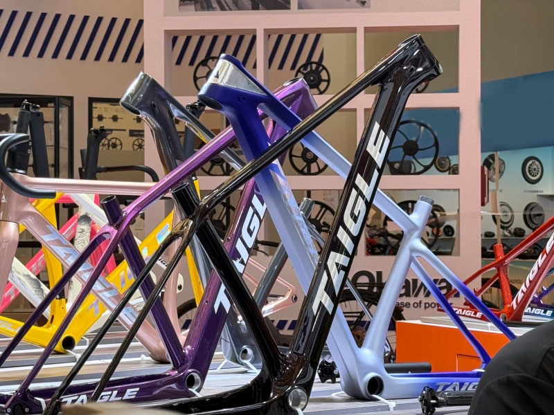 Exhibiting a variety of lightweight carbon fiber bicycle frames and accessories